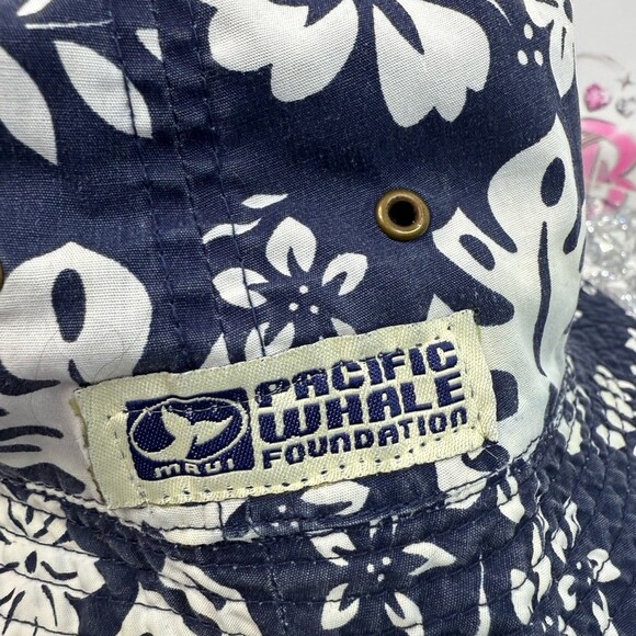 Maui pacific whale foundation floral Hawaii tropical Navy Floral Bucket Hat main image 6